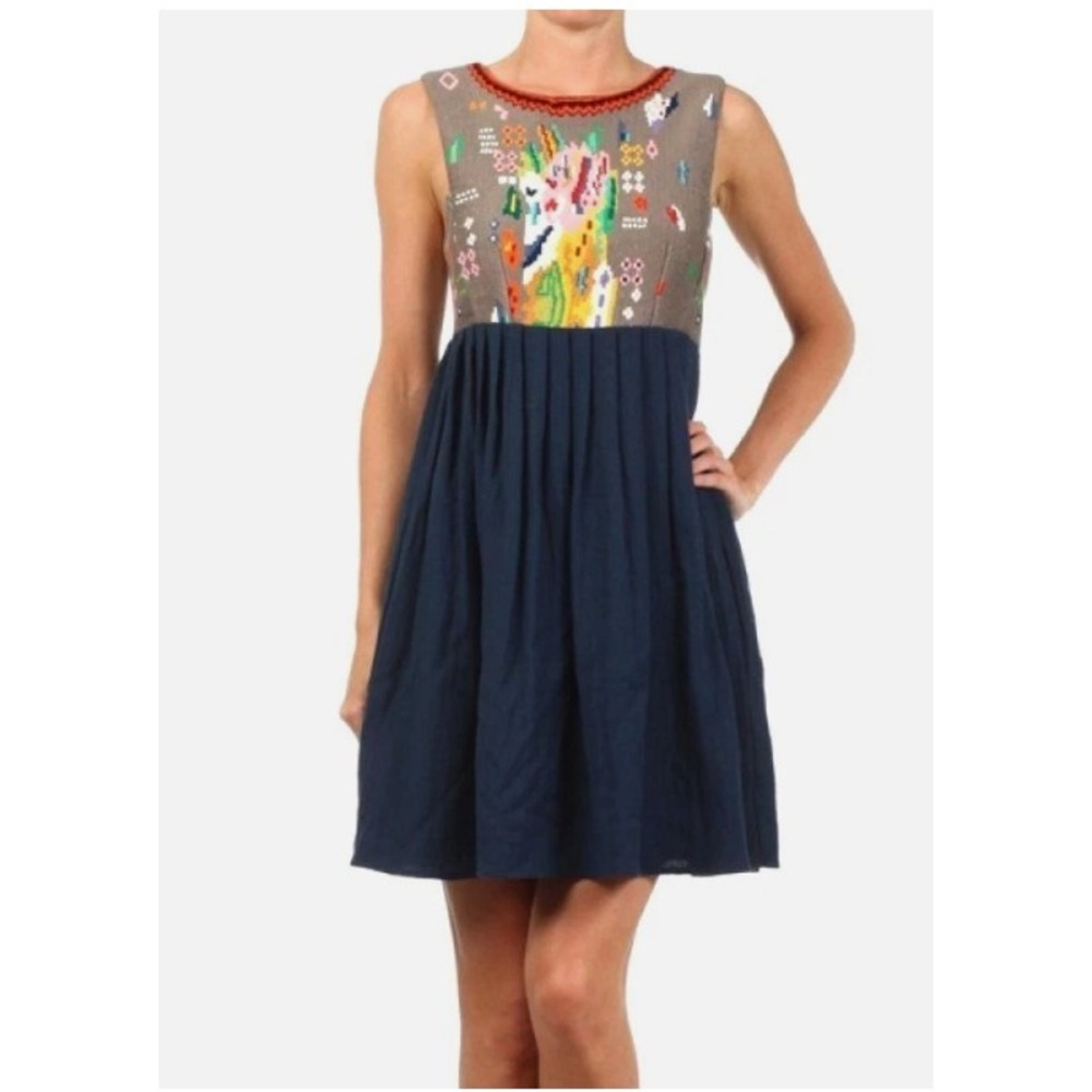 Freeway Dress Sz L Anthropologie Embroidered‎ Fit & Flare